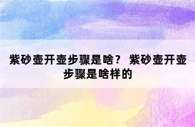 紫砂壶开壶步骤是啥？ 紫砂壶开壶步骤是啥样的